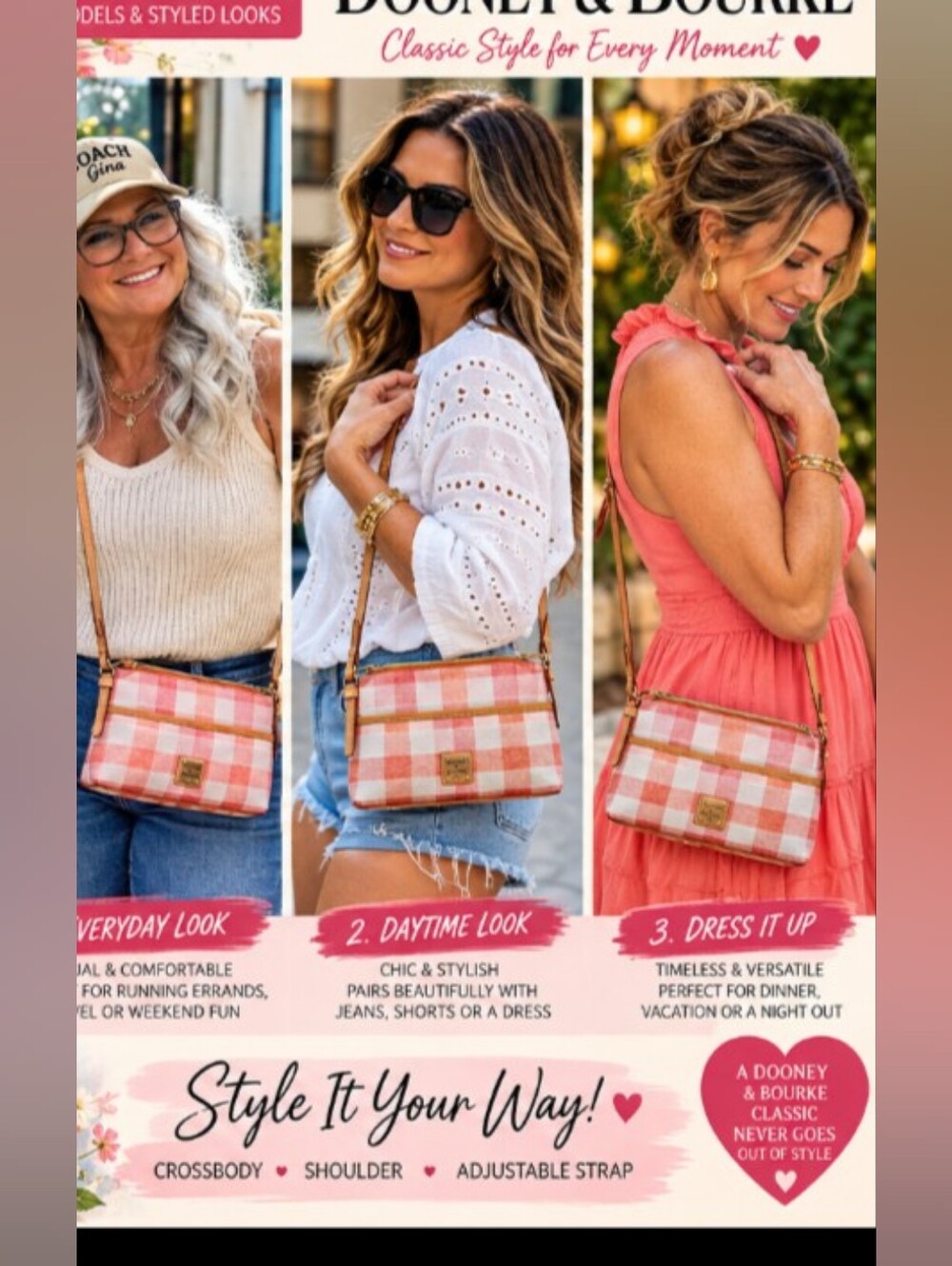 Dooney & Bourke Pink Plaid Crossbody Bag